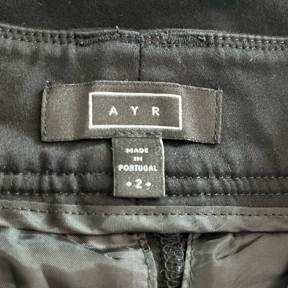 AYR The Me Time Black Pleated Relaxed Fit Chino Cropped Trouser Pants 2 - Picture 4 of 14